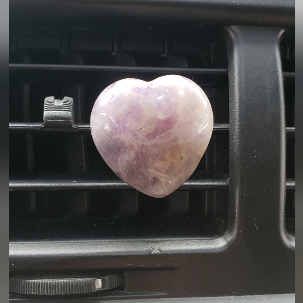 Amethyst heart stone car clip
